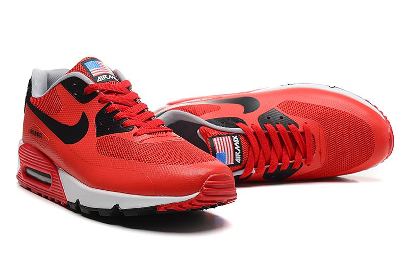 Womens Nike Air Max 90 Premium Mesh Hot Red Black